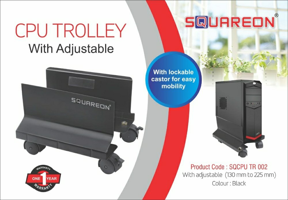 squareon Mild Steel Metal Cpu Trolley, Load Capacity: 0-50 kg