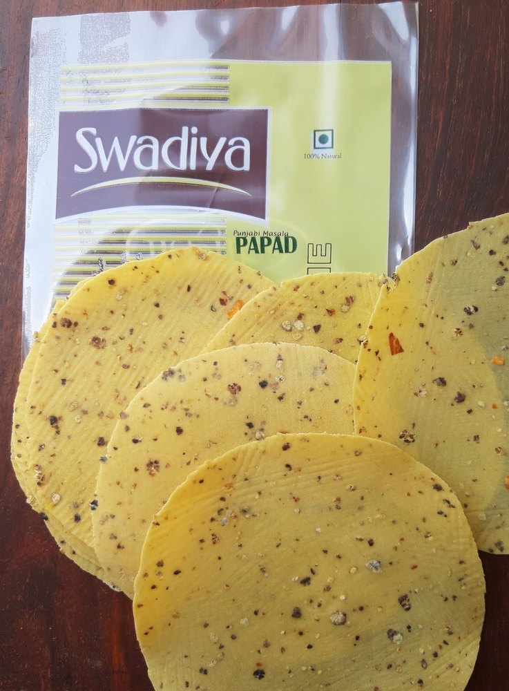 Light Yellow Salty Swadiya Punjabi Masala Urad Dal High Spicy Papad. 5 Inch 200g