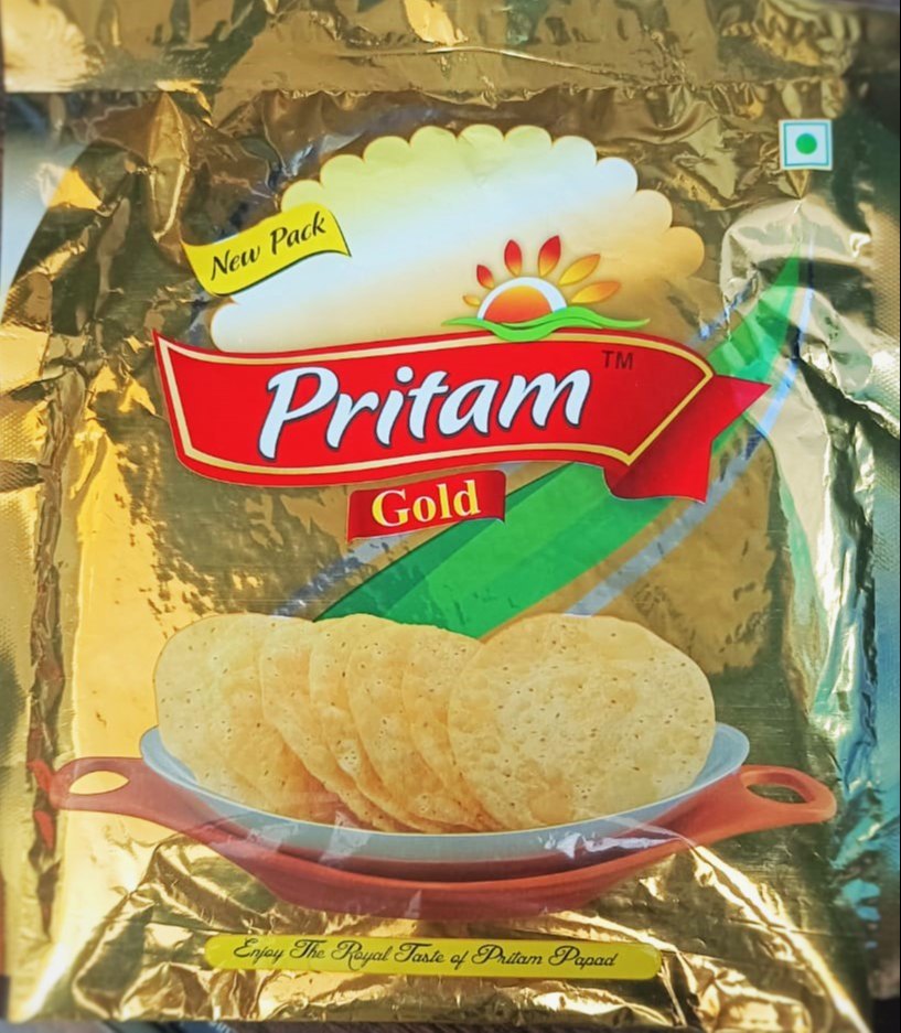 Pale yellow Salty Plain Masala Papad, Udad Dal, Packaging Size: 50 Kg PP Bag