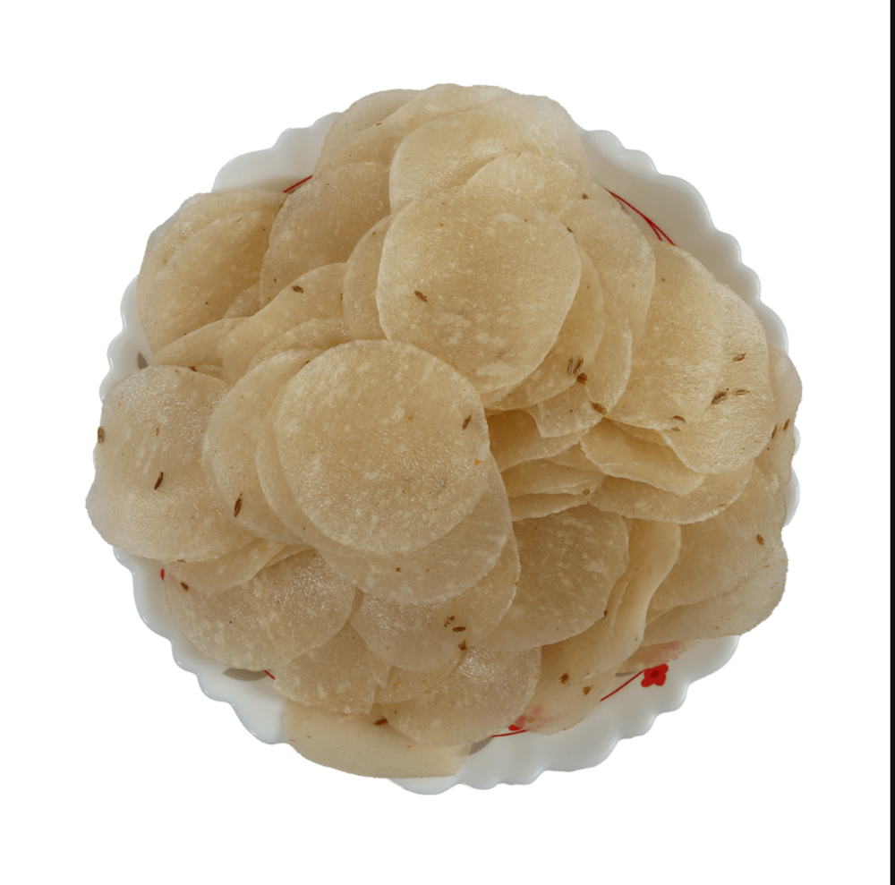 Round White Jeera Cumin Sago Rice Papad, Packaging Size: Loose