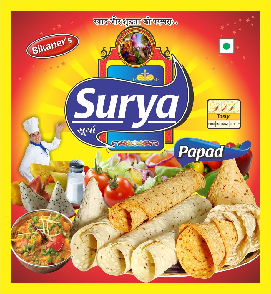 Light Yellow Udad +rice Masala Papad machine Made
