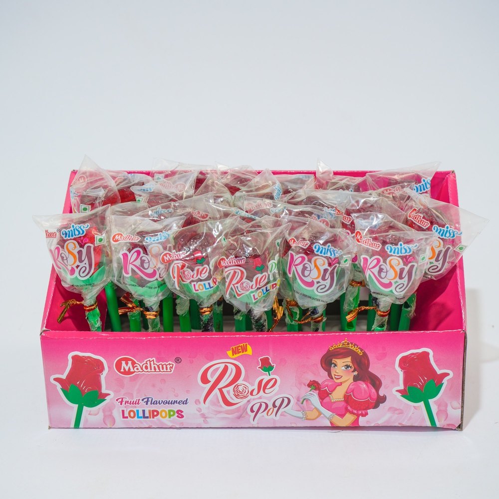 Madhur Rose Shape Miss Rosy Jelly Lollipop, Packaging Type: Box, Packaging Size: Medium