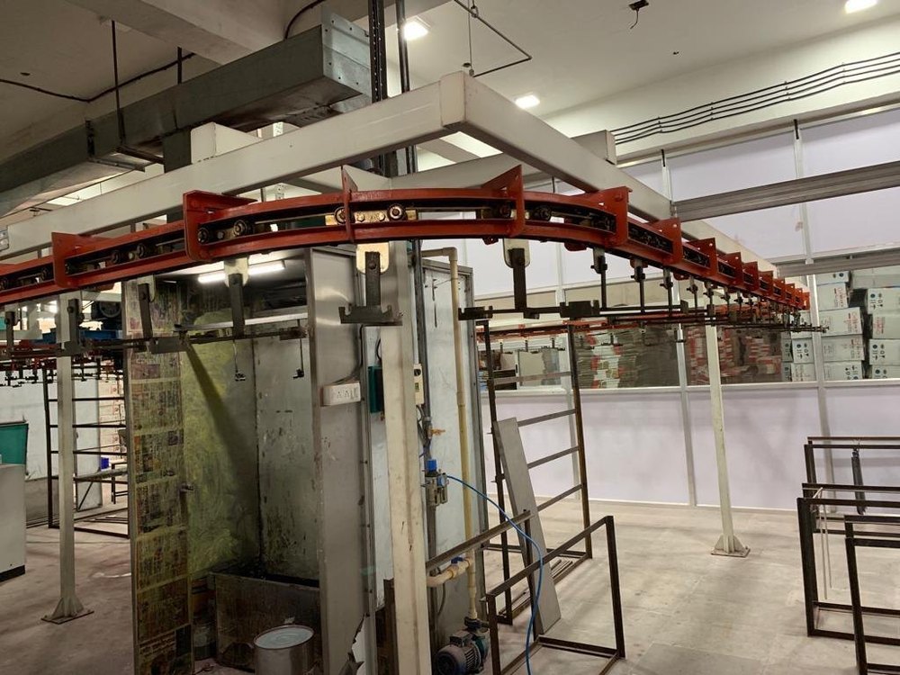 60 Kg/Hook Mild Steel Four Wheel Overhead Conveyor, For Industrial, Automation Grade: Semi-Automatic