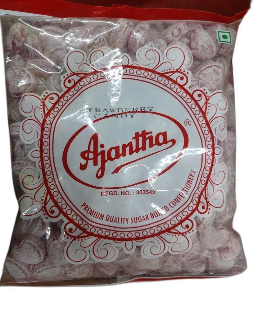 Ajantha Heart 1kg Strawberry Flavoured Candy, Packaging Type: Packet