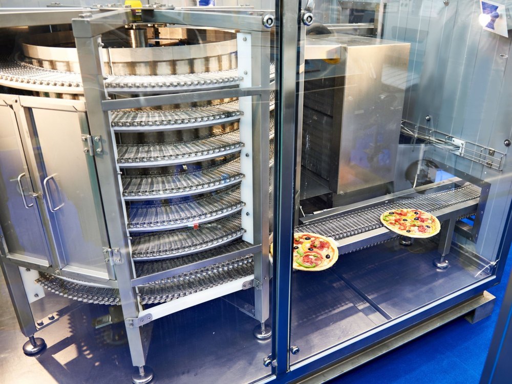 Steel Chain Spiral Freezer Conveyor, Capacity: 1-50 kg per feet