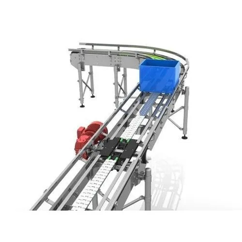 Stainless Steel Chain Drive RADHEIoT Crate Conveyor System, Capacity: 50 Kg Per Feet