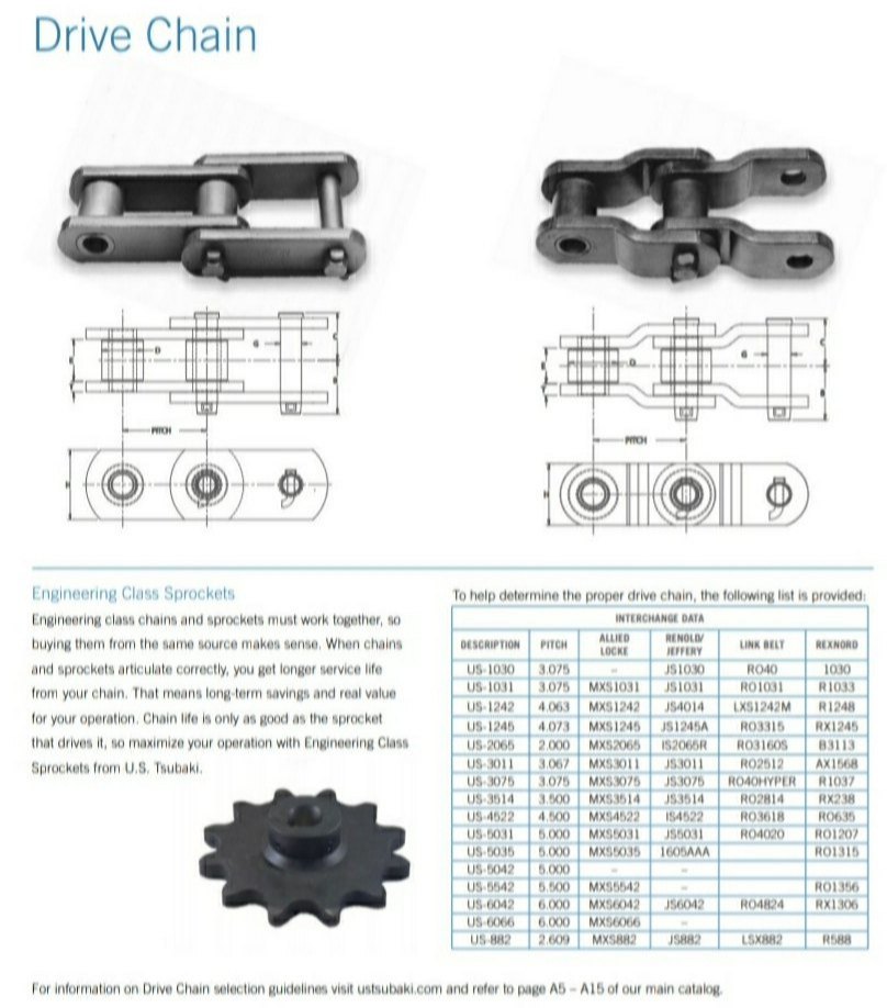 Tsubaki (US-6066) 6.000 Drive Chain/ Half Link Chain, Size: Standard