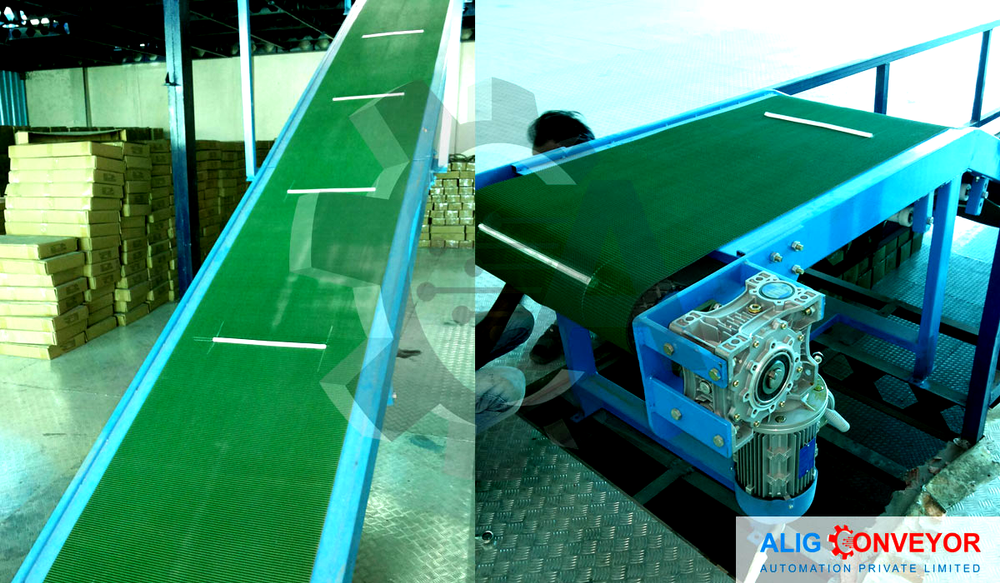 Industrial Inclined Belt Conveyor, Material Handling Capacity: 150 kgs/fleet