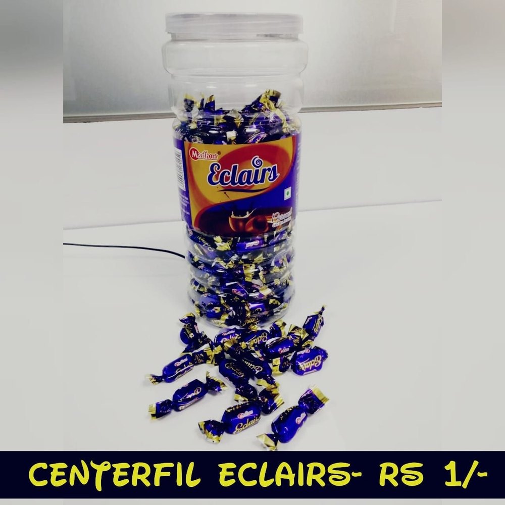 Toffee Brown Centerfil Milk Eclairs, Packaging Type: Plastic Jar