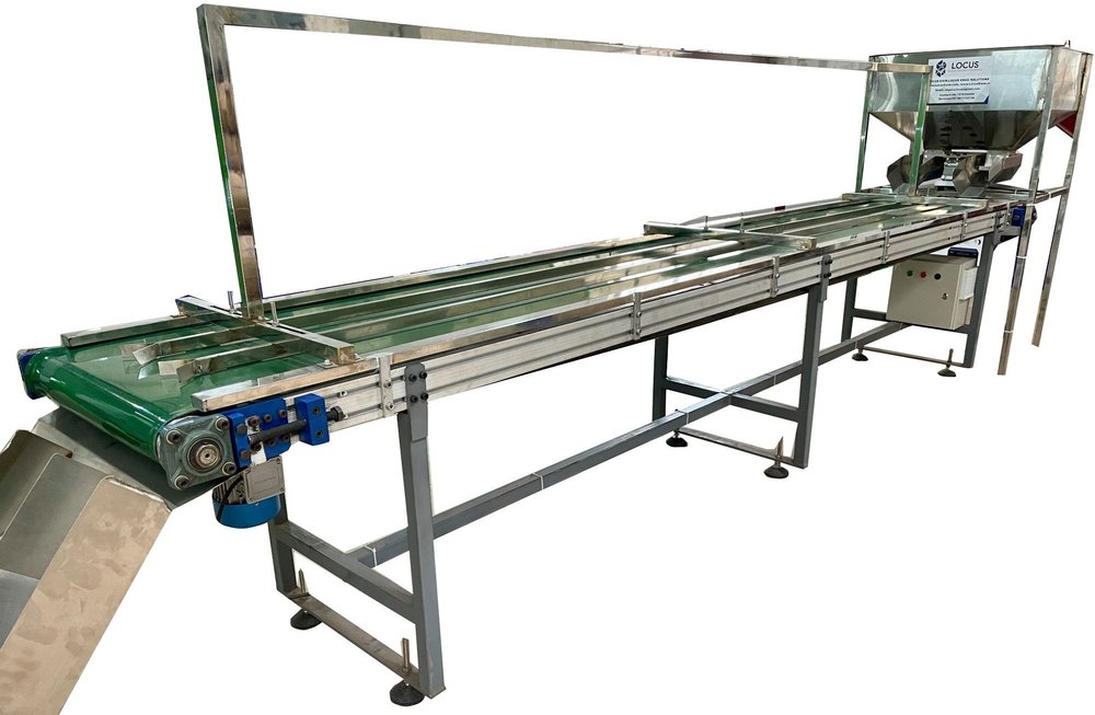 Locus Exim Stainless Steel Industrial Cashew Inspection Conveyor, For Food Industry, 1 kW