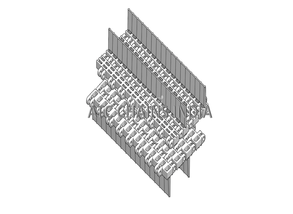 T-1700 Flush Grid Cleated Modular Belt // Food Grade Belt, Pitch: 25 MM, Pin Diameter: 4.5 MM