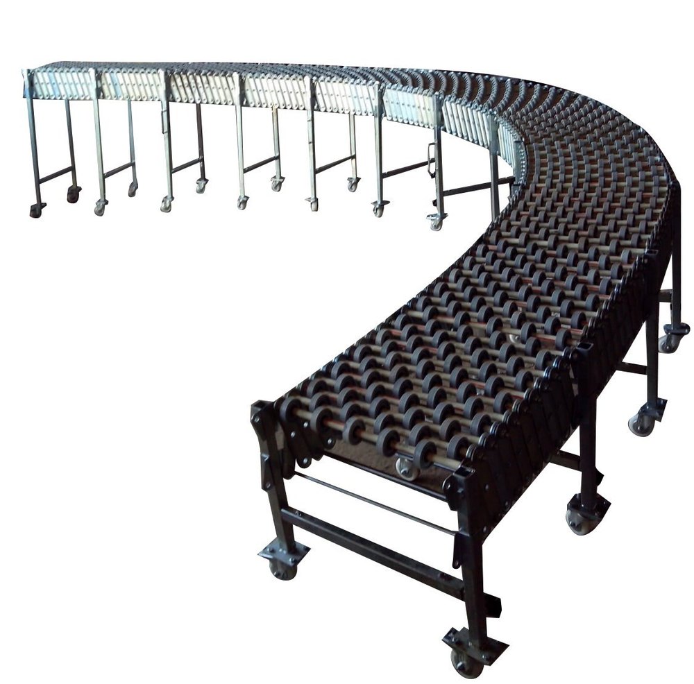 Stainless Steel flexible skate wheel Conveyor, Roller Diameter: 70 mm, Capacity: 50kg Per Meter