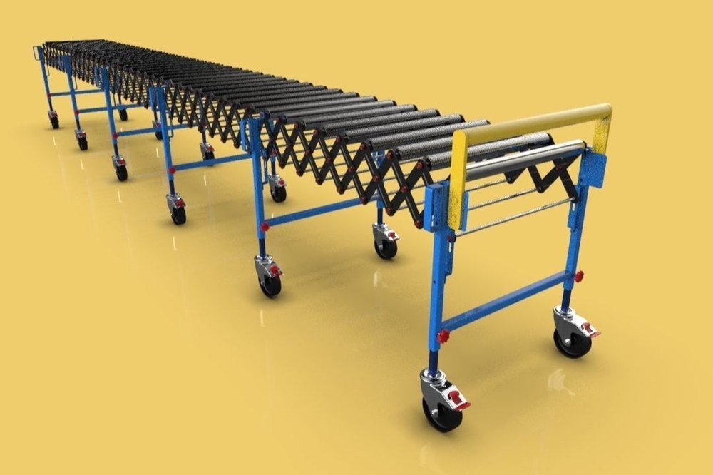 Mild Steel flexible roller conveyor, Capacity: 100-150 kg per feet, 50 mm