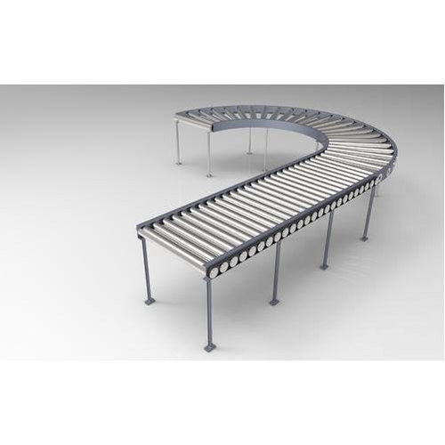 Steel 12 Ft Bend Roller Conveyor Systems, Roller Diameter: 90 mm, Capacity: 50 kg/Ft