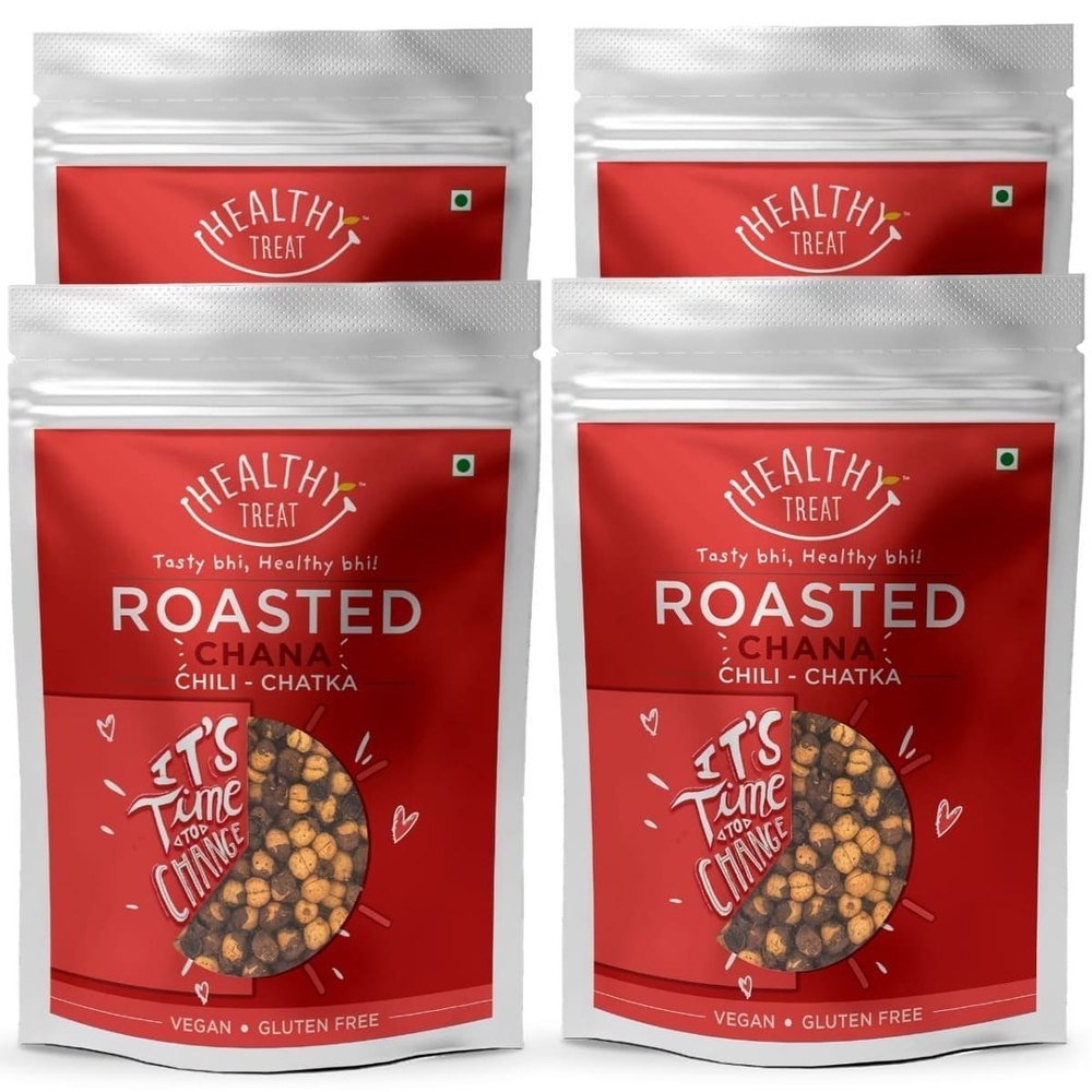 Healthy Treat Roasted Chana - Chili Chatka Combo 800gm (Pack Of 4, 200 Gm Each) Gluten Free Vegan