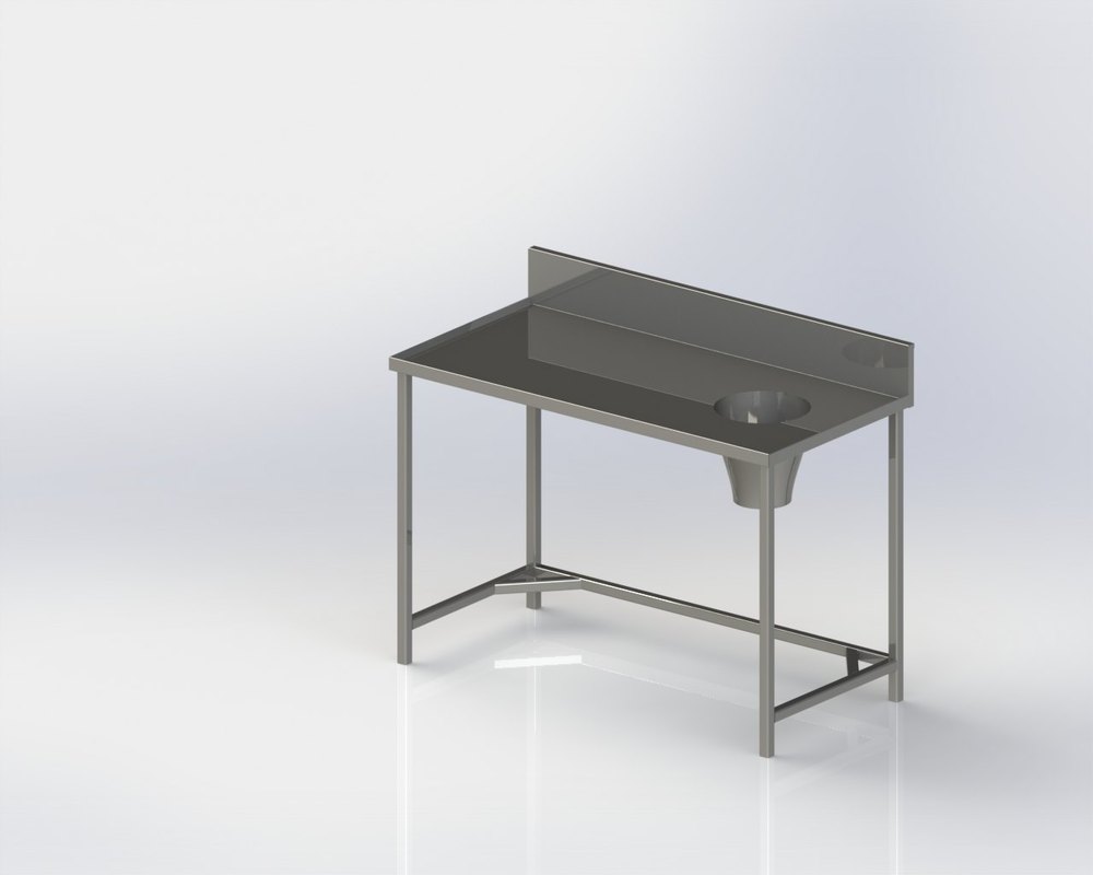 1 mm Stainless Steel Ss Soil Table With Garbage Chute, For Restaurant
