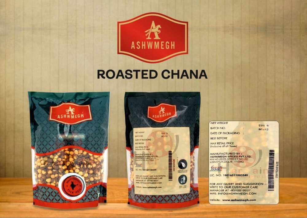 Ashwmegh Roasted Chana With Skin, Packaging Size: 1 To 50 Kg, Packaging Type: Woven Bag