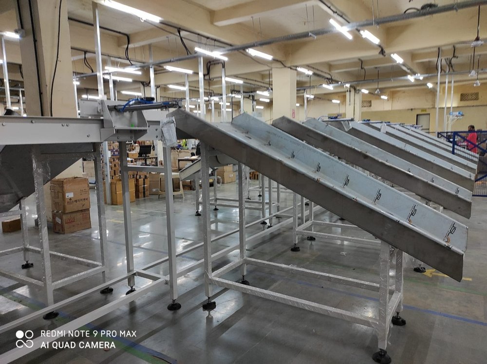 Custom Mild Steel Gravity Chute Conveyor, For Industrial