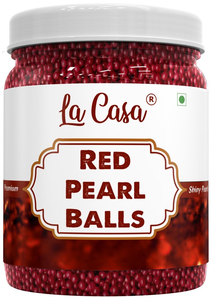 Egg Less La Casa Red Pearl Balls (4mm), For Bakery, Packaging Size: 5 Kgs