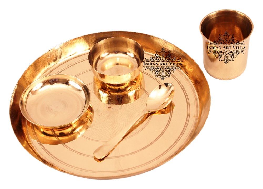 Golden Bronze 5 Piece Lining Design Dinner Set, For Home