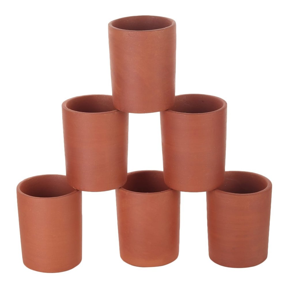 Brown Terracotta Plain Glass Set, For Home, Capacity: 250ml