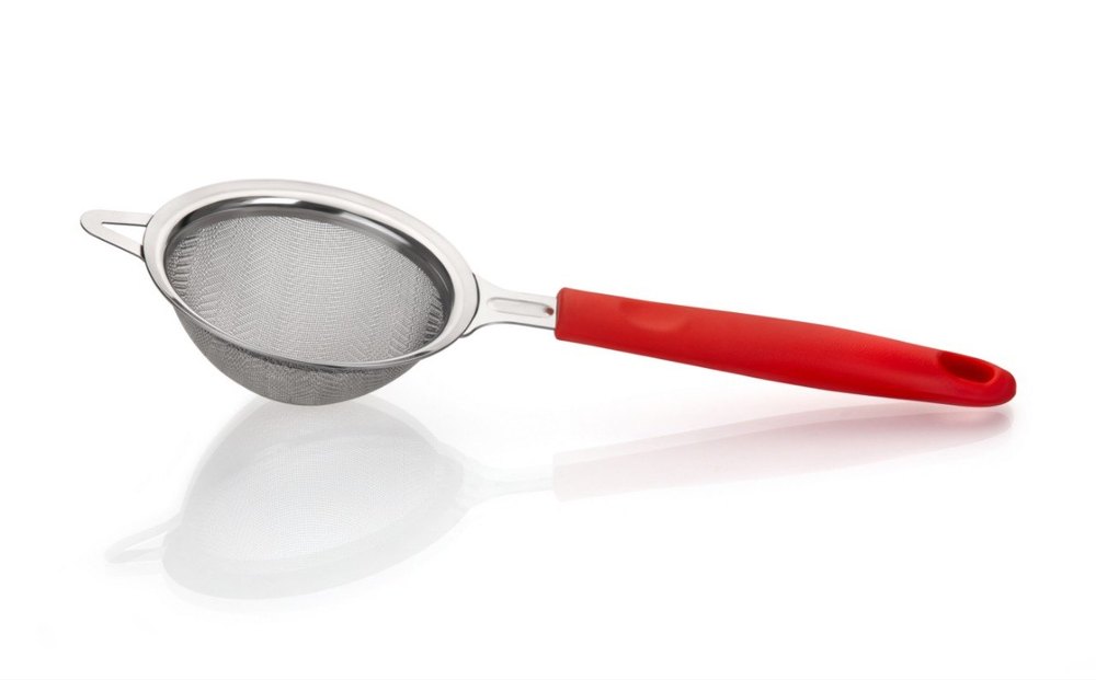 COMMON Red Plastic Handle Tea Strainer, For Home