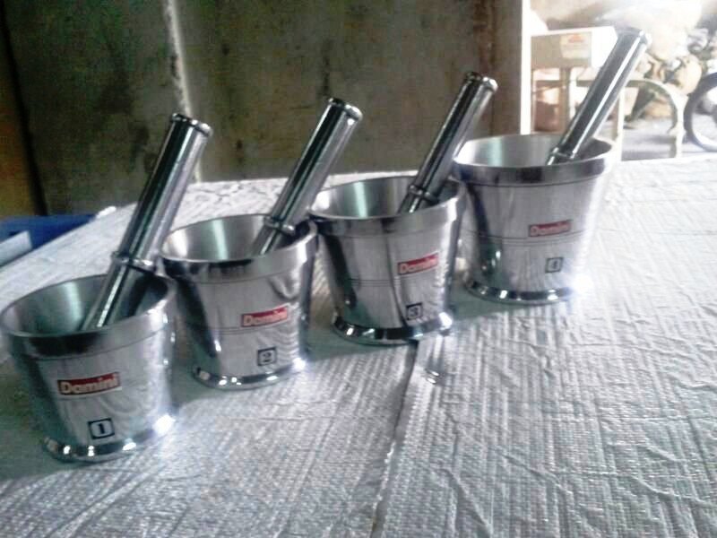 Silver Aluminium Aluminum Portable high export quality durable mortar pestle, Size: 0 - 5