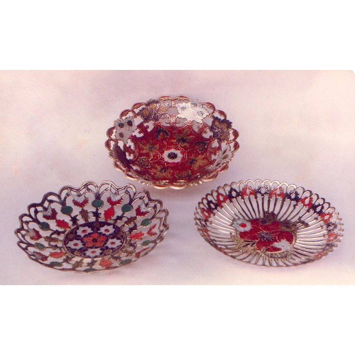 Ansh Multicolor Brass Enamel Bowl, For Hotel
