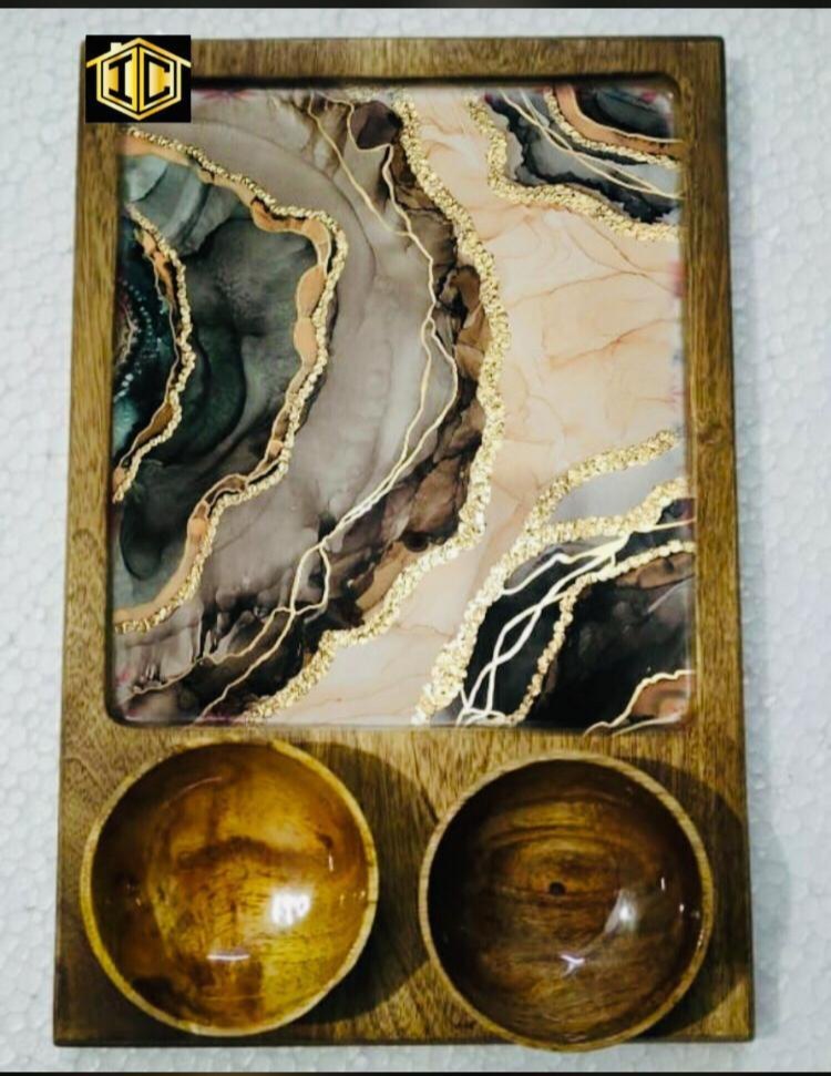 TRAY WITH BOWL SET ENAMEL WORK