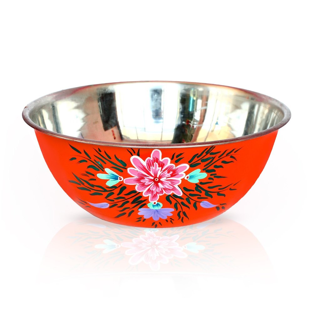 iHandikart Round Handpainted Enamelware SS Fruit Serving Bowls, Packaging Type: Box, Set Contains: 1