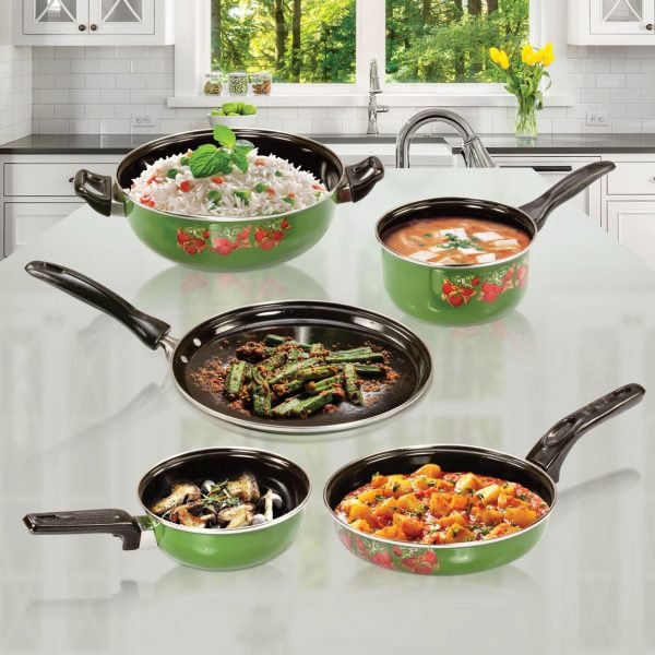 Green Shreya Enamelware 5 Pcs Gift Set