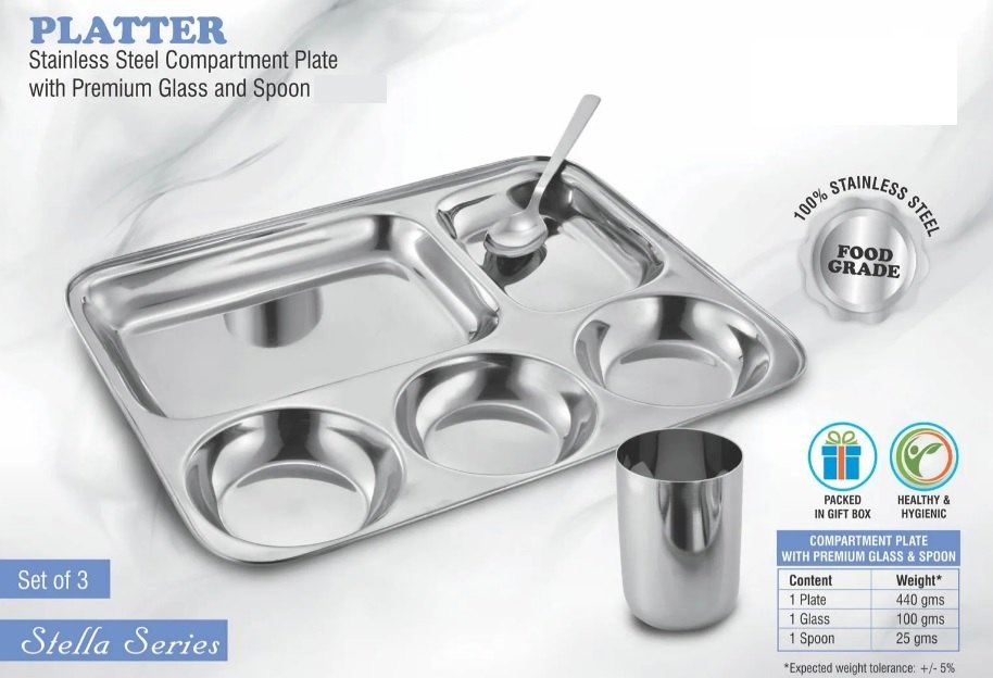 Stainless Steel Compartment Plate