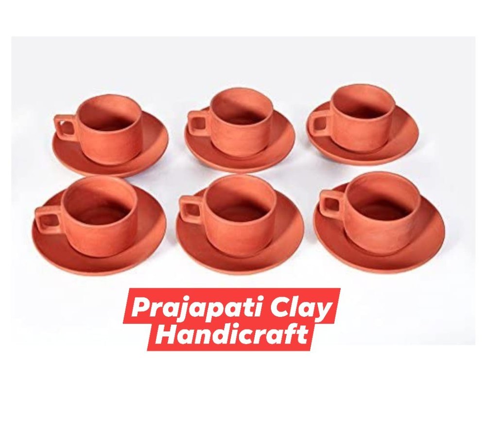 prajapaticlayhandicraft Brown Clay Cup And Saucer, For Home