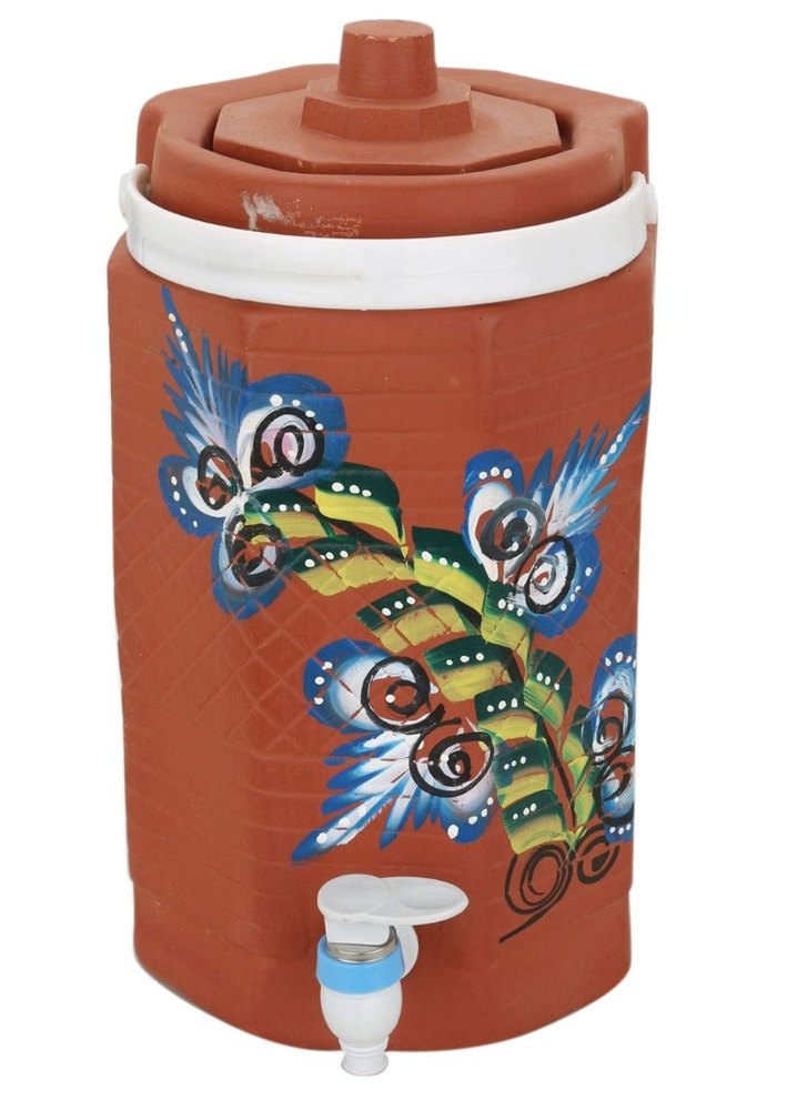 Brown Factory Made Hexagonal Terracotta Clay Water Pot, For Home