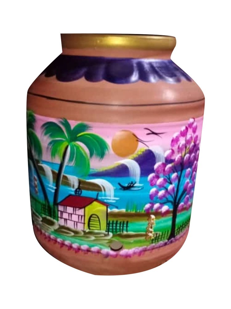 Powder Coated Brown Clay Water Pot, Size: 16inch (height)