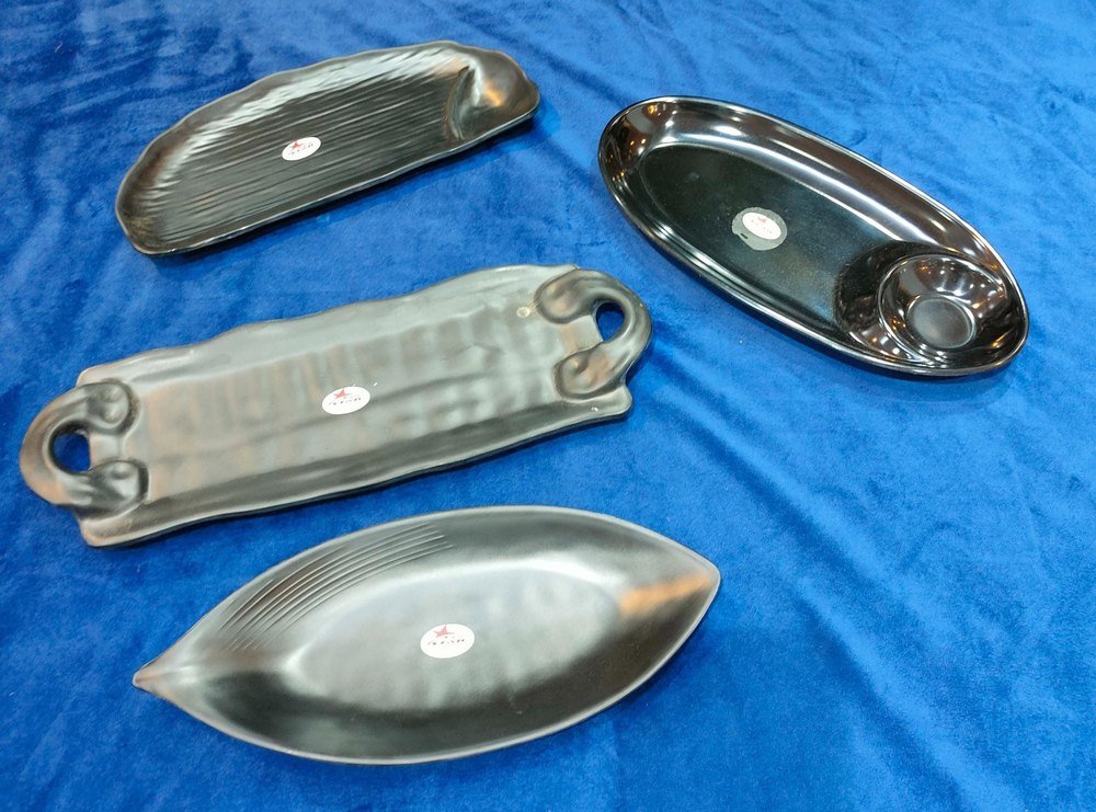 Nutristar Fibre Melamine Black Serving Platter, Melamine Tray, Melamines Bowls For Home, Shape: Round
