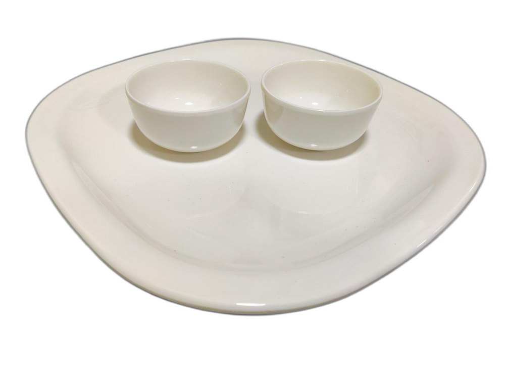 3 Pcs White 13 MELAMINE DISH SET (SQUARE), For Serving