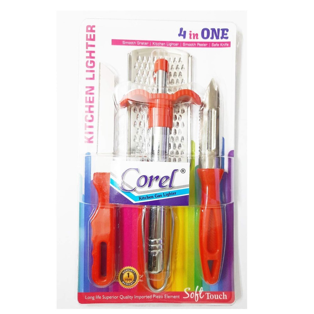 Red Stainless Steel Primelife 4 in 1 Multipurpose Kitchen Set