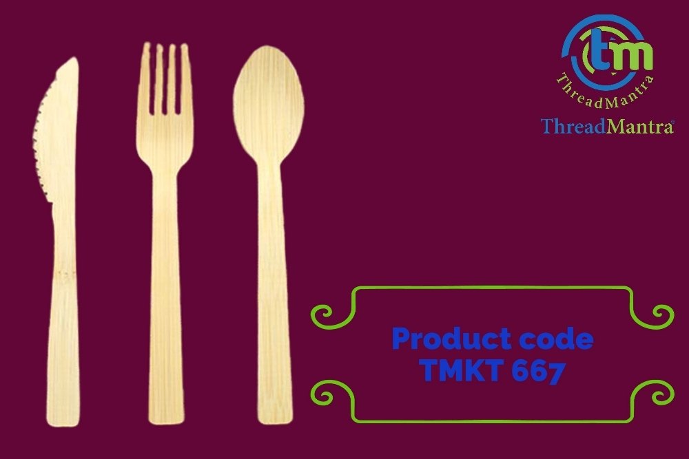 Well Finishing Bamboo Cutlery Set, Designer Shape