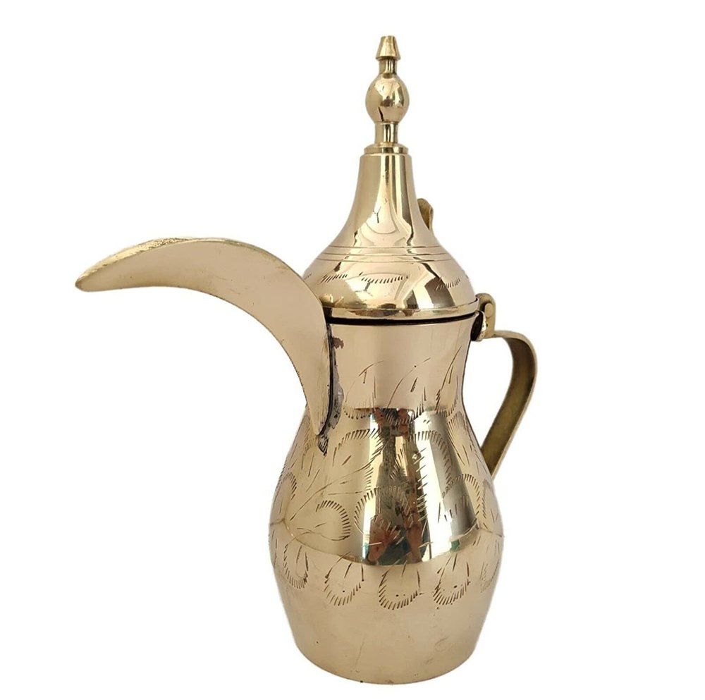Golden Unique Brass Dallah Arabic Tea Pot Manufacturer, For Home