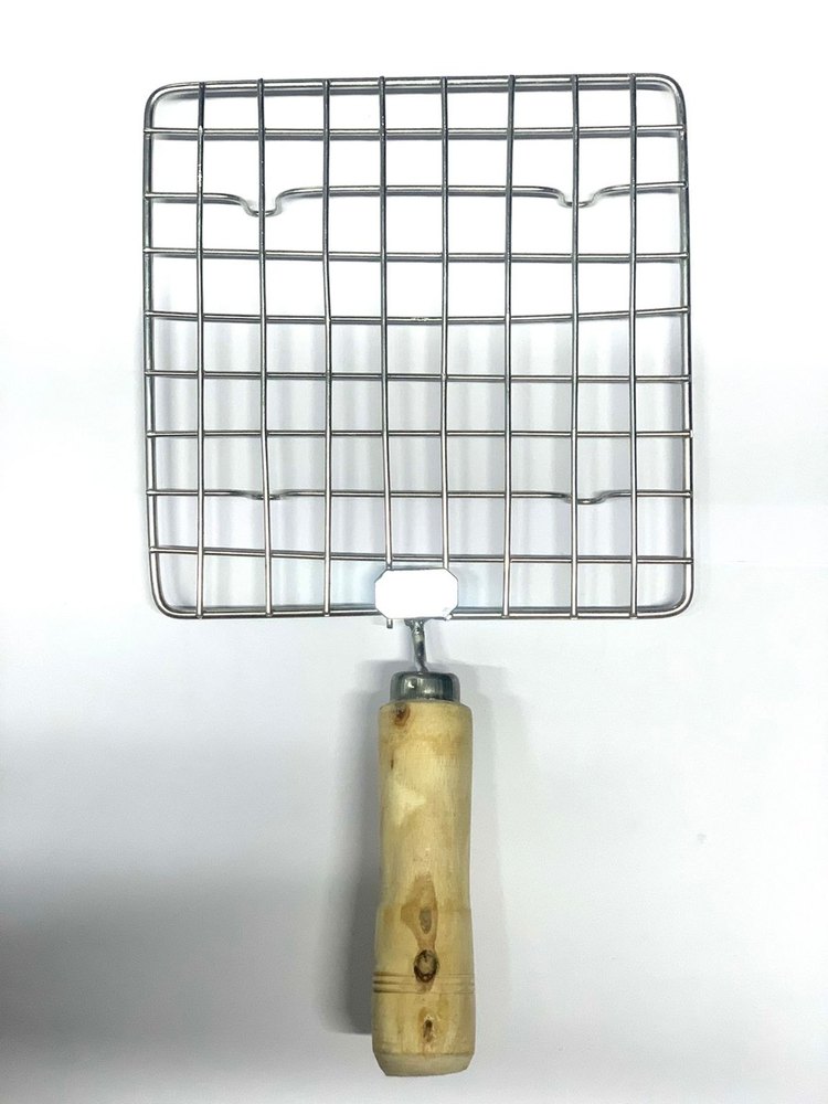 Glossy Silver Square Stainless Steel Papad Roaster, For Kitchen