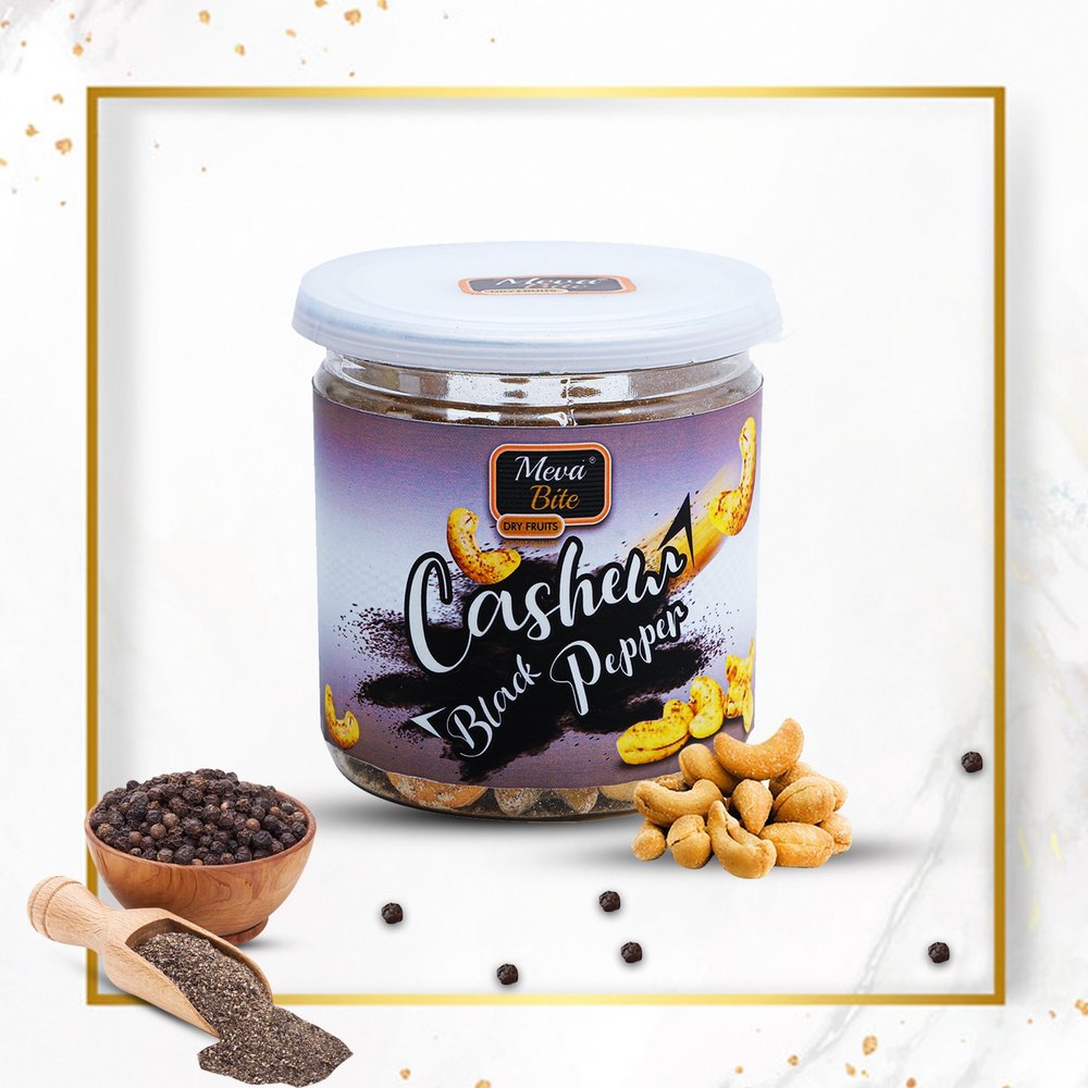 Meva Bite Gift Pack / Snacks Black Pepper Cashew, Packaging Size: 200 Grams, Packaging Type: Plastic Jar