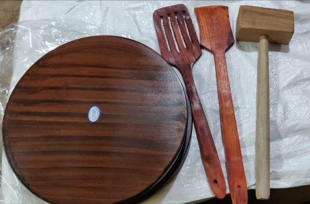 Brown Stainless Steel Wooden Kitchen Tools