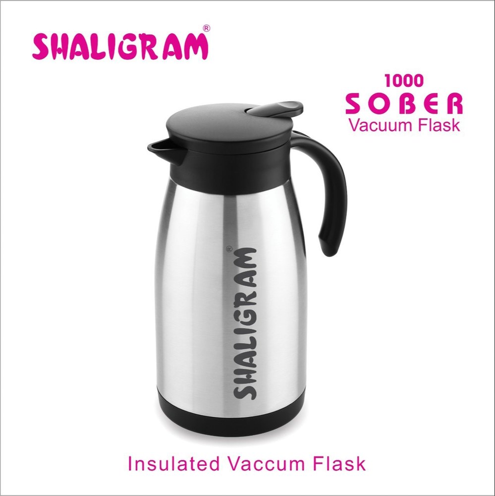 Stainless Steel Silver Shaligram Sober Flask (Coffee Pot), For Office, Capacity: 500, 750 & 1000 ML