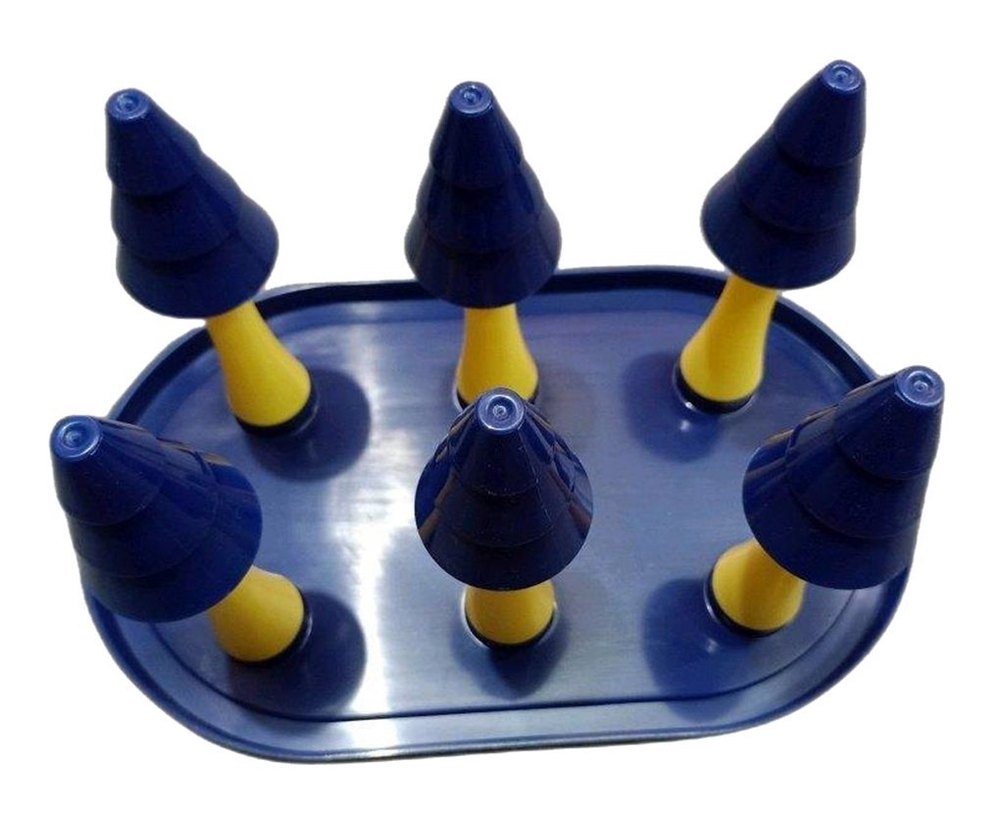 Yellow And Blue Plastic Kitchen Glass Holder, Oval