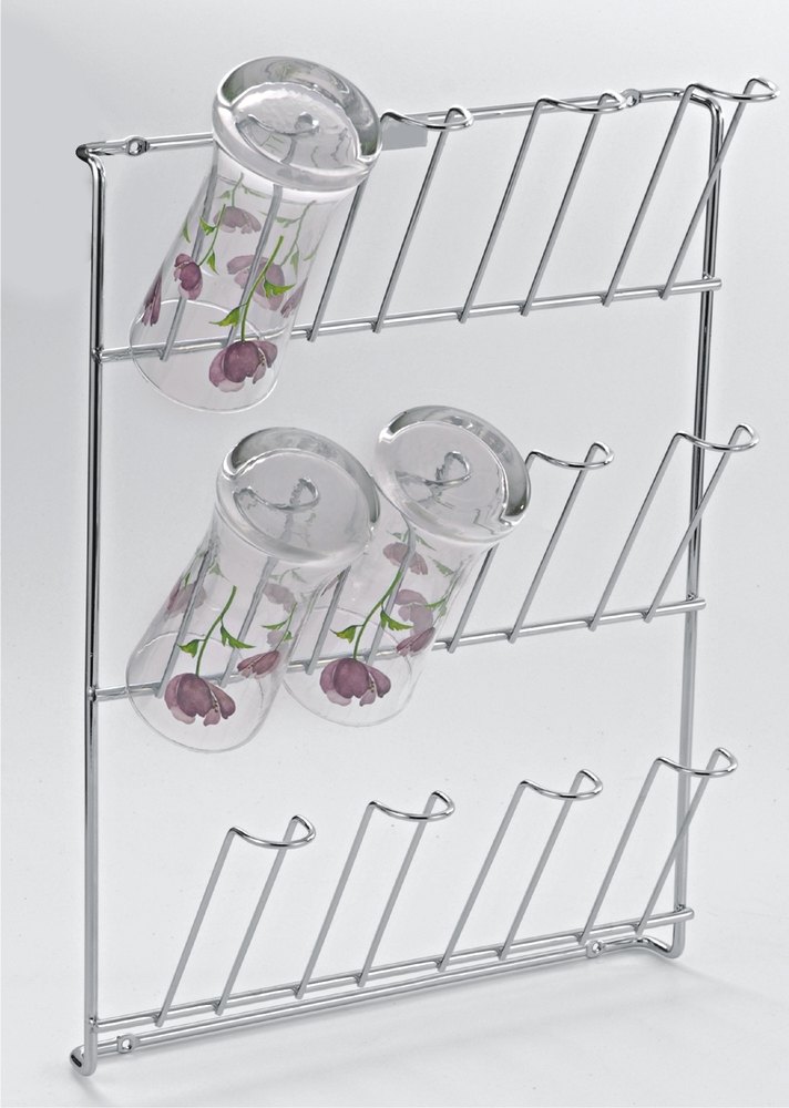 Slimline Nickel Chrome Wall Mounted Glass Holder, For Home