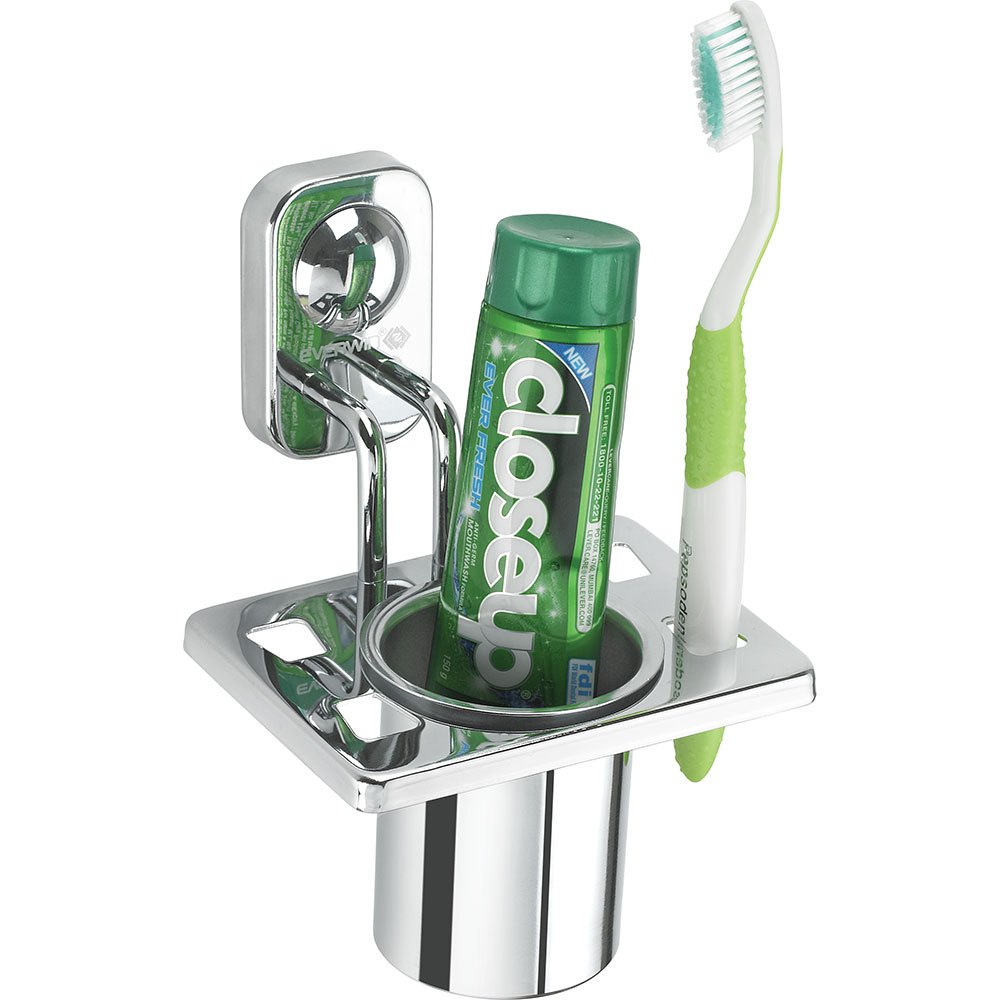 Silver Stainless Steel Chrome Wall Mounted Brush Holder, Box