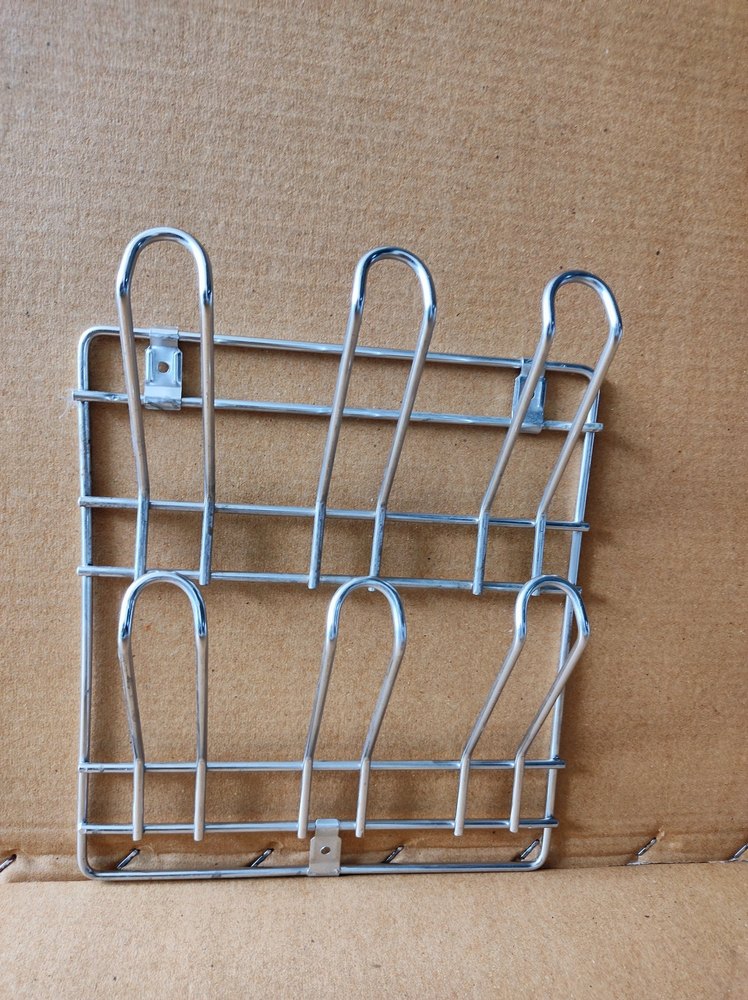 Mirror Finish Silver Stainless Steel Wall Mounted Glass Holder, For Kitchen