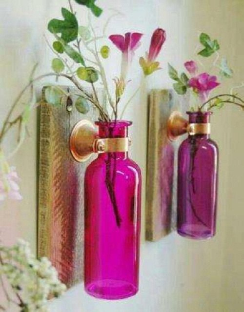 Colorful Wall Mounted Glass Holder Flower Pot, Size: Standard