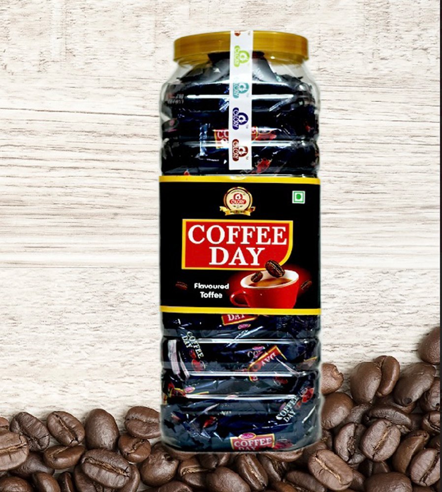 Round Coffee Day Flavored Toffee, Packaging Type: Plastic Jar